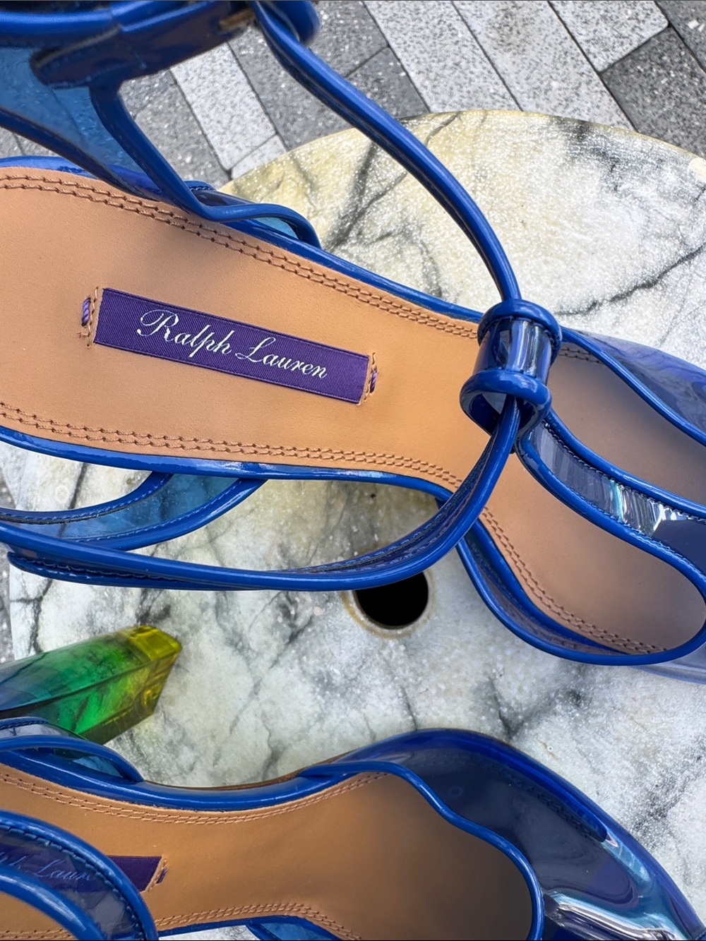 Ralph Lauren Purple Label Blue T-Strap High Heel " Katy-dip-dye T-Strap $1200 - Picture 10 of 13
